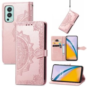 For OnePlus Nord 2 5G Mandala Embossing Pattern Horizontal Flip Leather Case with Holder & Card Slots & Wallet & Lanyard(Rose Gold) (OEM)