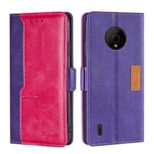 For Nokia C200 Contrast Color Side Buckle Leather Phone Case(Purple+Rose Red) (OEM)