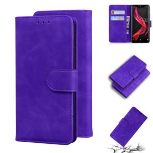 For Sharp Aquos Zero Skin Feel Pure Color Leather Phone Case(Purple) (OEM)