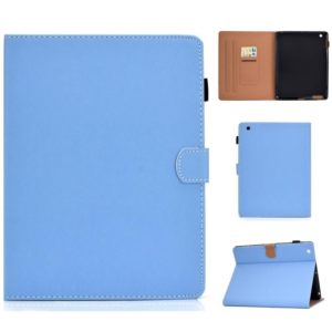 For iPad 4 / 3 / 2 Solid Color Tablet PC Universal Magnetic Horizontal Flip Leather Case with Card Slots & Holder(Blue) (OEM)