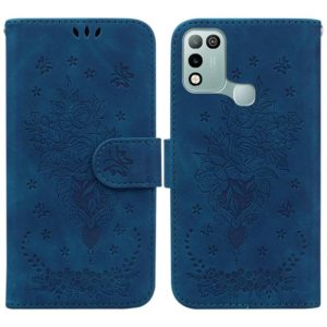 For Infinix Hot 10 Play / Smart 5 India Butterfly Rose Embossed Leather Phone Case(Blue) (OEM)