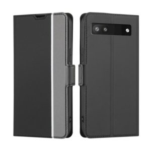 For Google Pixel 6a Twill Texture Side Button Leather Phone Case(Black) (OEM)