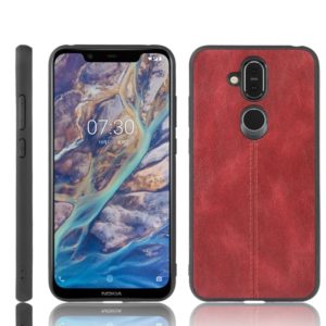 For Nokia 8.1/Nokia X7 Shockproof Sewing Cow Pattern Skin PC + PU + TPU Case(Red) (OEM)