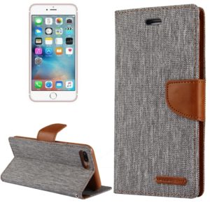 GOOSPERY CANVAS DIARY for iPhone 8 Plus & 7 Plus Canvas Texture Horizontal Flip Leather Case with Card Slots & Wallet & Holder(Grey) (GOOSPERY) (OEM)