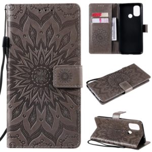 For OnePlus Nord N100 Sun Embossing Pattern Horizontal Flip Leather Case with Card Slot & Holder & Wallet & Lanyard(Grey) (OEM)