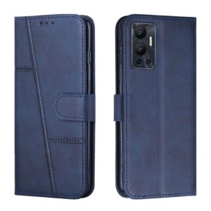 For Infinix Hot 12 Stitching Calf Texture Buckle Leather Phone Case(Blue) (OEM)