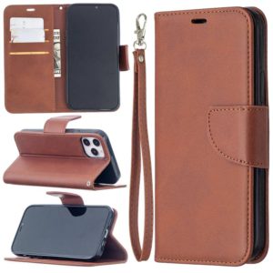 For iPhone 12 / 12 Pro Retro Lambskin Texture Pure Color Horizontal Flip PU Leather Case, with Holder & Card Slots & Wallet & Lanyard(Brown) (OEM)