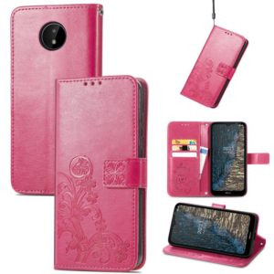For Nokia C20 Four-leaf Clasp Embossed Leather Case with Lanyard & Card Slot & Wallet & Holder(Magenta) (OEM)