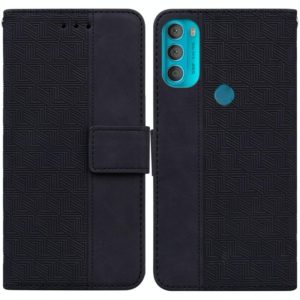 For Motorola Moto G71 Geometric Embossed Leather Phone Case(Black) (OEM)