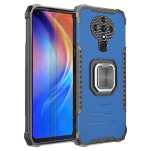 For Tecno Spark 6 Fierce Warrior Series Armor All-inclusive Shockproof Aluminum Alloy + TPU Protective Case with Ring Holder(Blue) (OEM)