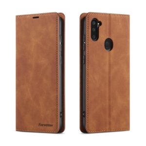 For Samsung Galaxy A11 Forwenw Dream Series Oil Edge Strong Magnetism Horizontal Flip Leather Case with Holder & Card Slots & Wallet & Photo Frame(Brown) (Forwenw) (OEM)