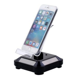 Solar Turntable Mobile Phone Stand Display Stand With Coloful Light(Black) (OEM)