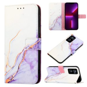 For OnePlus Nord CE 2 5G PT003 Marble Pattern Flip Leather Phone Case(White Purple LS006) (OEM)