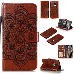 For Xiaomi Redmi Note 9 Pro Max Mandala Embossing Pattern Horizontal Flip PU Leather Case with Holder & Card Slots & Walle & Lanyard(Brown) (OEM)