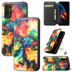 For Tecno Pova 2 Colorful Magnetic Horizontal Flip Leather Phone Case with Holder & Card Slot & Wallet(Colorful Cloud) (OEM)