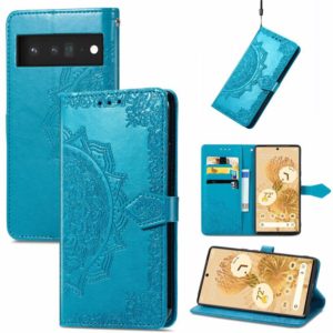 For Google Pixel 6 Mandala Embossing Pattern Horizontal Flip Leather Case with Holder & Card Slots & Wallet & Lanyard(Blue) (OEM)