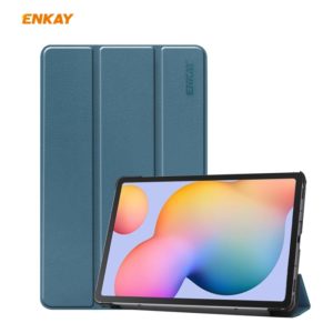 For Samsung Galaxy Tab S6 Lite P610 / P615 / Tab S6 Lite 2022 / P613 / P619 ENKAY 3-Fold Plastic Leather Smart Tablet Case(Blackish Green) (ENKAY) (OEM)