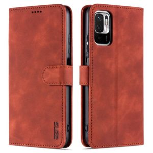 For Xiaomi Redmi Note 10 5G AZNS Skin Feel Calf Texture Horizontal Flip Leather Case with Card Slots & Holder & Wallet(Brown) (AZNS) (OEM)