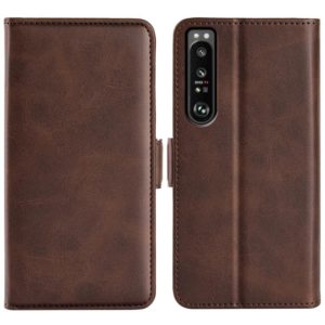 For Sony Xperia 1 IV Dual-side Magnetic Buckle Leather Phone Case(Brown) (OEM)