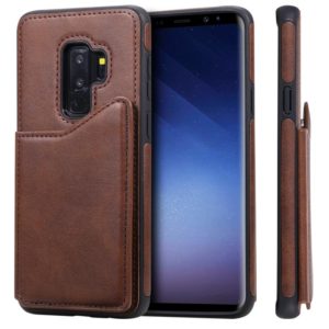 For Galaxy S9+ Shockproof Calf Texture Protective Case with Holder & Card Slots & Frame(Coffee) (OEM)