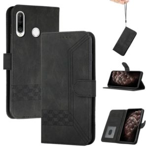 For Huawei P Smart Z Cubic Skin Feel Flip Leather Phone Case(Black) (OEM)