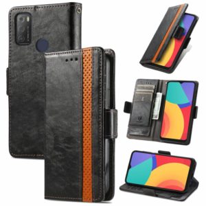 For Alcatel 1S (2021) CaseNeo Business Splicing Dual Magnetic Buckle Horizontal Flip PU Leather Case with Holder & Card Slots & Wallet(Black) (OEM)