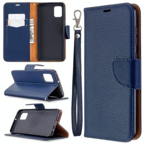For Samsung Galaxy A31 Litchi Texture Pure Color Horizontal Flip Leather Case with Holder & Card Slots & Wallet & Lanyard(Dark Blue) (OEM)