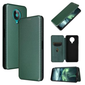 For Nokia 6.3 Carbon Fiber Texture Horizontal Flip TPU + PC + PU Leather Case with Card Slot(Green) (OEM)