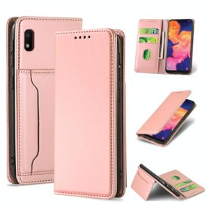 For Samsung Galaxy A10 Strong Magnetism Liquid Feel Horizontal Flip Leather Case with Holder & Card Slots & Wallet(Rose Gold) (OEM)