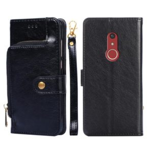For Fujitsu Arrows Be4 Plus/F-41B Zipper Bag Leather Phone Case(Black) (OEM)