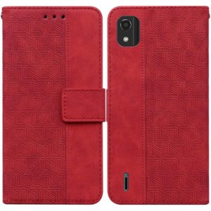 For Nokia C2 2nd Edition Geometric Embossed Leather Phone Case(Red) (OEM)