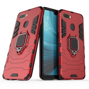 For OPPO A7 / A12 Shockproof PC + TPU Protective Case with Magnetic Ring Holder(Red) (OEM)