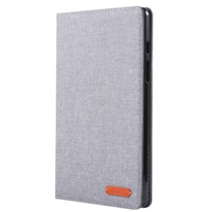 For Galaxy Tab A8.0 T290 / T295 (2019) Cloth Teature Horizontal Flip PU Leather Case with with Holder & Card Slots(Gray) (OEM)