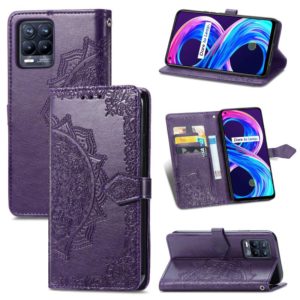 For OPPO Realme 8 / 8 Pro 4G Mandala Embossing Pattern Horizontal Flip Leather Case with Holder & Card Slots & Wallet & Lanyard(Purple) (OEM)