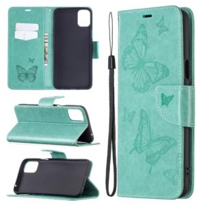For LG K42 Two Butterflies Embossing Pattern Horizontal Flip Leather Case with Holder & Card Slot & Wallet & Lanyard(Green) (OEM)