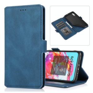 For Samsung Galaxy A70 Retro Magnetic Closing Clasp Horizontal Flip Leather Case with Holder & Card Slots & Photo Frame & Wallet(Navy Blue) (OEM)