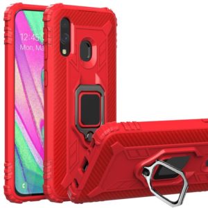 For Motorola E (2020) Carbon Fiber Protective Case with 360 Degree Rotating Ring Holder(Red) (OEM)