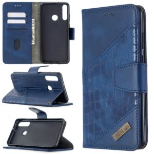 For Huawei Y6p Matching Color Crocodile Texture Horizontal Flip PU Leather Case with Holder & Card Slots & Wallet(Blue) (OEM)