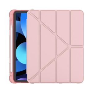 Multi-folding Surface PU Leather Matte Anti-drop Protective TPU Case with Pen Slot for iPad Air 2022 / 2020 10.9(Rose Gold) (OEM)