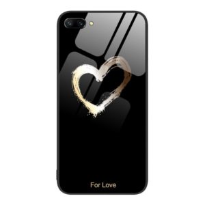 For Honor 10 Colorful Painted Glass Phone Case(Black Love) (OEM)