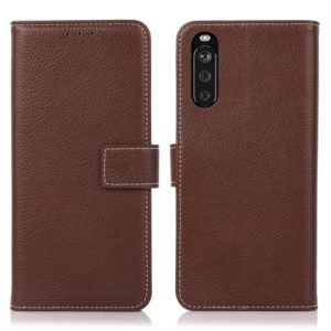 For Sony Xperia 10 III Litchi Texture PU + TPU Horizontal Flip Leather Case with Holder & Card Slots & Wallet(Brown) (OEM)