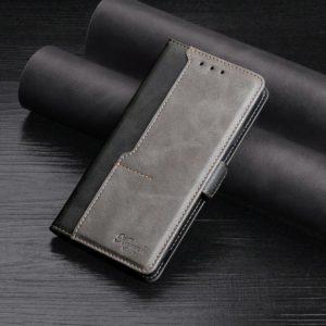 For Huawei P Smart 2021 Contrasting Color Side Buckle Horizontal Flip Leather Case with Bracket & Card Slot & Wallet(Black) (OEM)