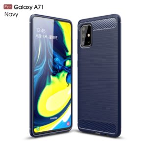 For Galaxy A71 Brushed Texture Carbon Fiber TPU Case(Navy Blue) (OEM)
