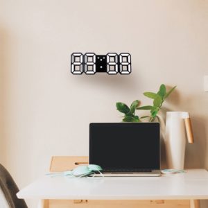 Multi-Function Large 3D LED Digital Wall Alarm Clock with Snooze Function, 12/24 Hours Display for Home, Kitchen, Office, DC 5V, CE Certificated(White) (OEM)