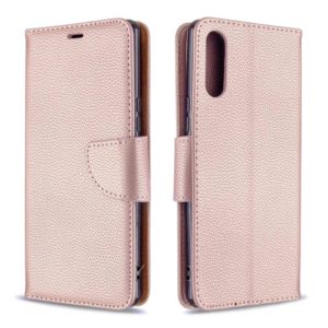For Sony Xperia L4 Litchi Texture Pure Color Horizontal Flip PU Leather Case with Holder & Card Slots & Wallet & Lanyard(Rose Gold) (OEM)