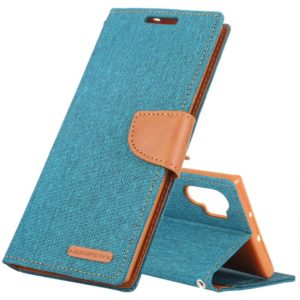 GOOSPERY CANVAS DIARY Horizontal Flip PU Leather Case with Card Slots & Wallet & Holder for Galaxy Note 10+(Green) (GOOSPERY) (OEM)