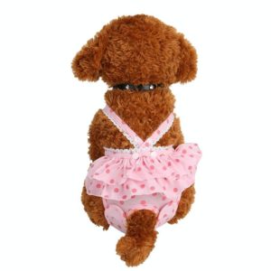 Menstrual Physiological Pants For Pet Dog Polka Dot Skirt And Bib Physiological Pants, Size: S(Pink) (OEM)