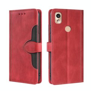 For Kyocera KY-51B Skin Feel Straw Hat Magnetic Buckle Leather Phone Case(Red) (OEM)