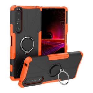For Sony Xperia 1 III Armor Bear Shockproof PC + TPU Protective Case with Ring Holder(Orange) (OEM)