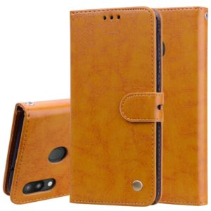 Business Style Oil Wax Texture Horizontal Flip Leather Case for Galaxy M20, with Holder & Card Slots & Wallet (Brown) (OEM)
